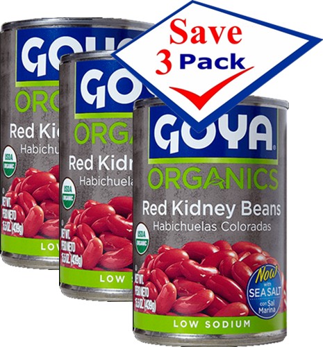 Goya Organics Red Kidney Beans 15.5 oz Pack of 3